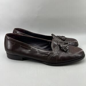Bragano Savona Tassel Loafers Men Size 12 D Brown Leather‎ Wingtip Slip On Shoes